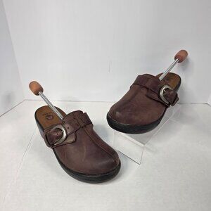 Crocs Cobbler Slip On Clogs Leather Brown Buckle Pump Mule 8W
